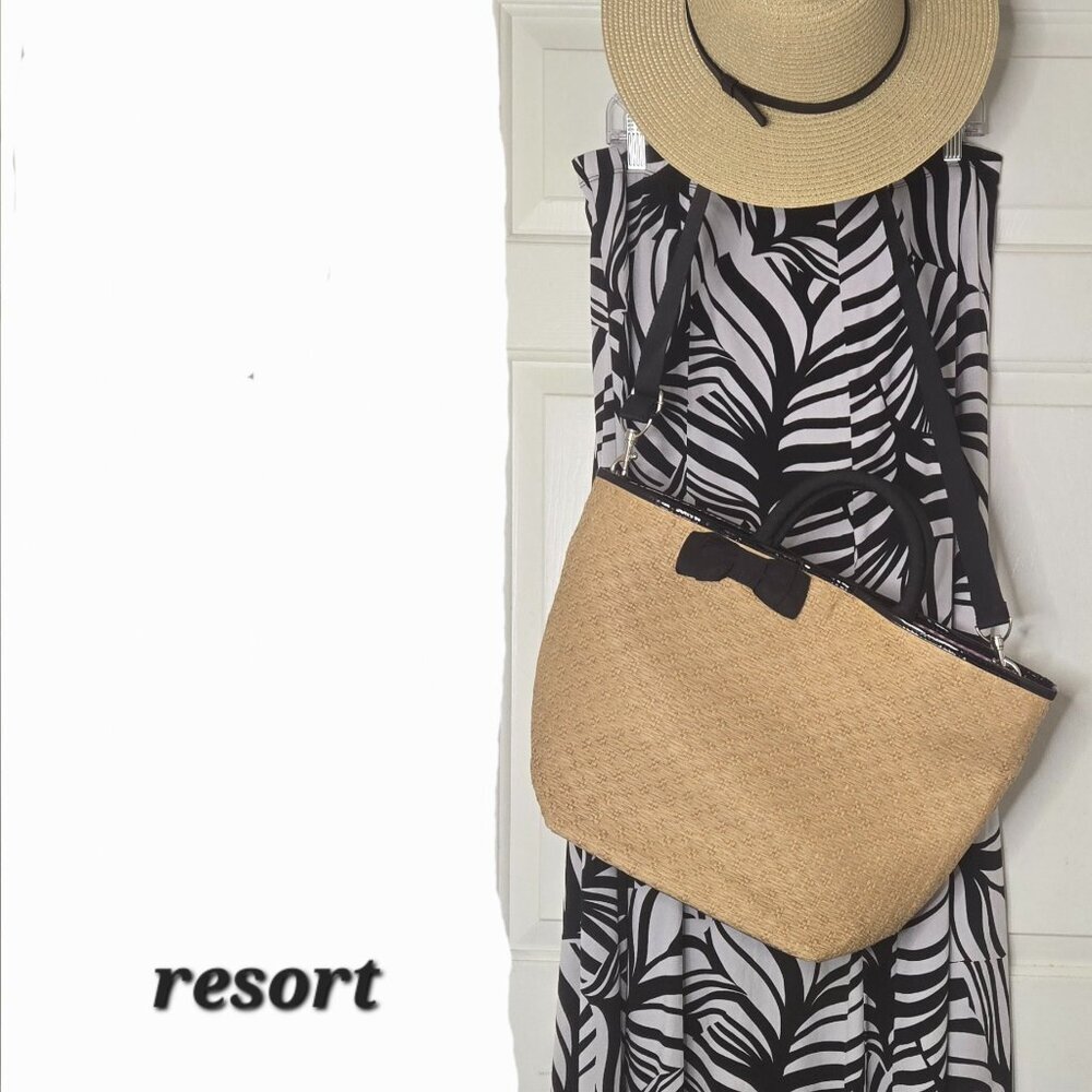 Susan Graver Zebra Print Maxi Skirt Black White Flowy Packable Size M